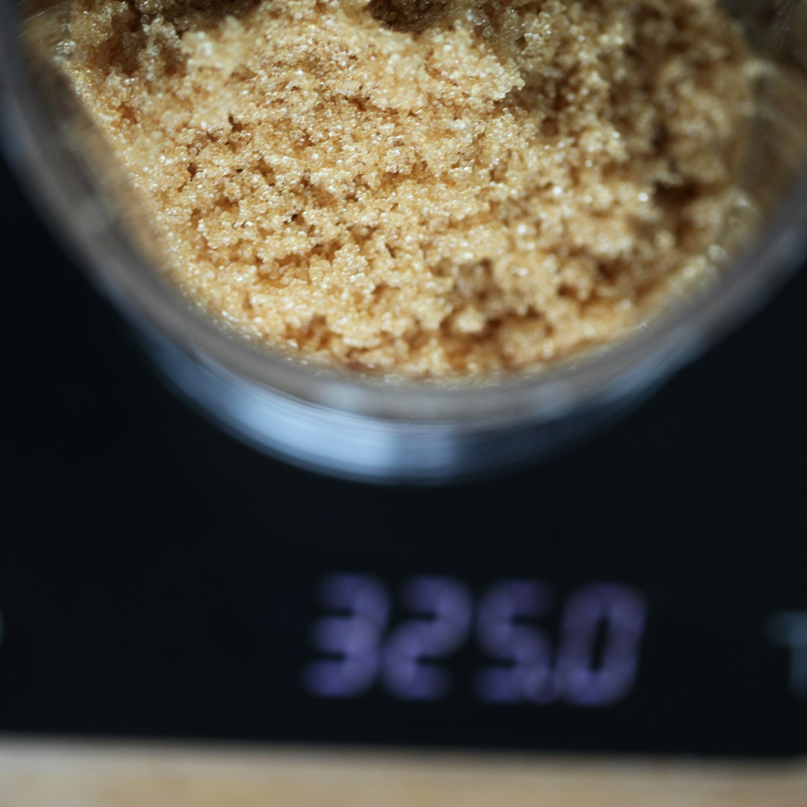 Ingredients measured on a digital scale