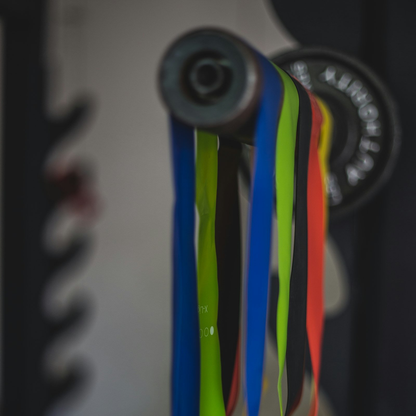 Colorful resistance bands hanging