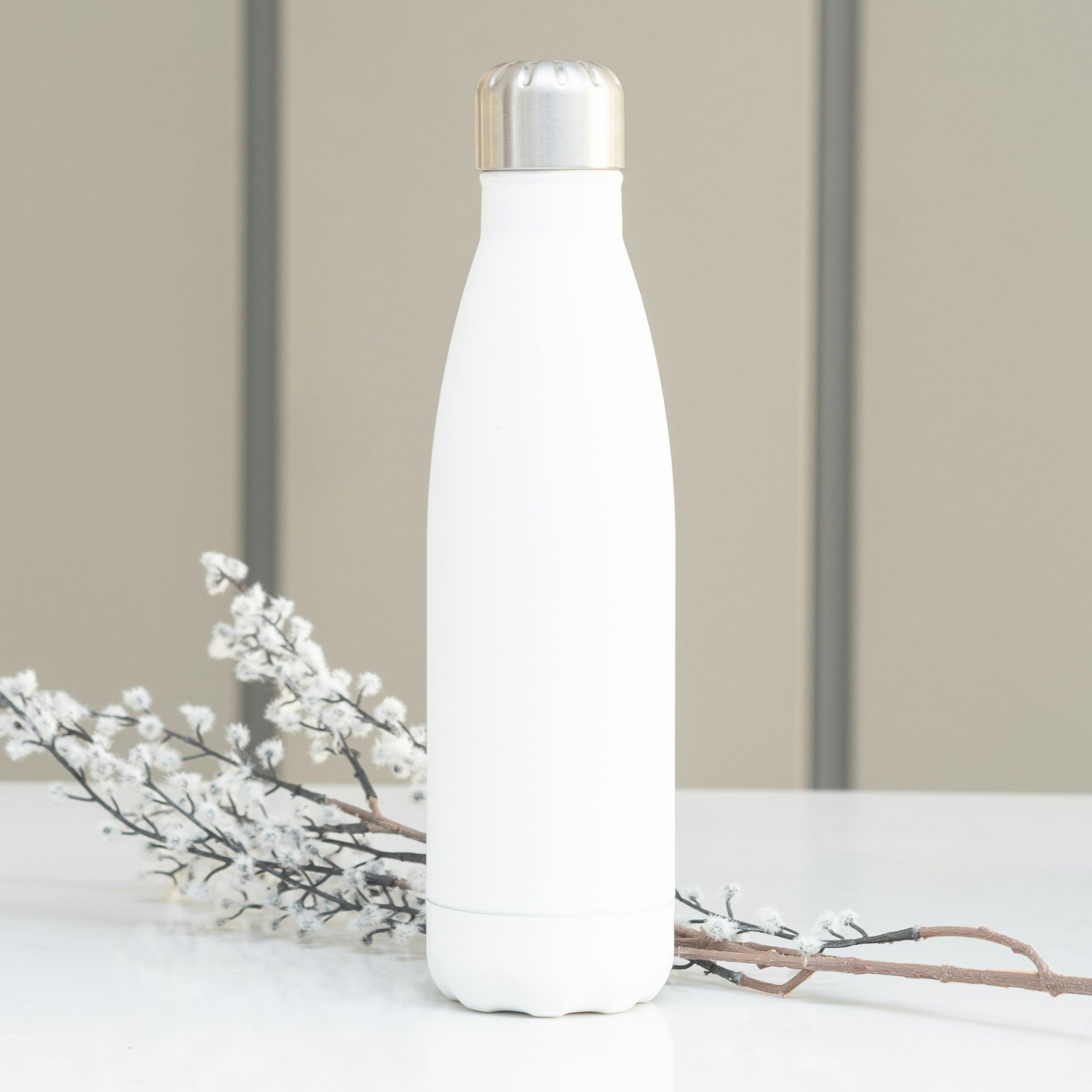 White reusable water bottle