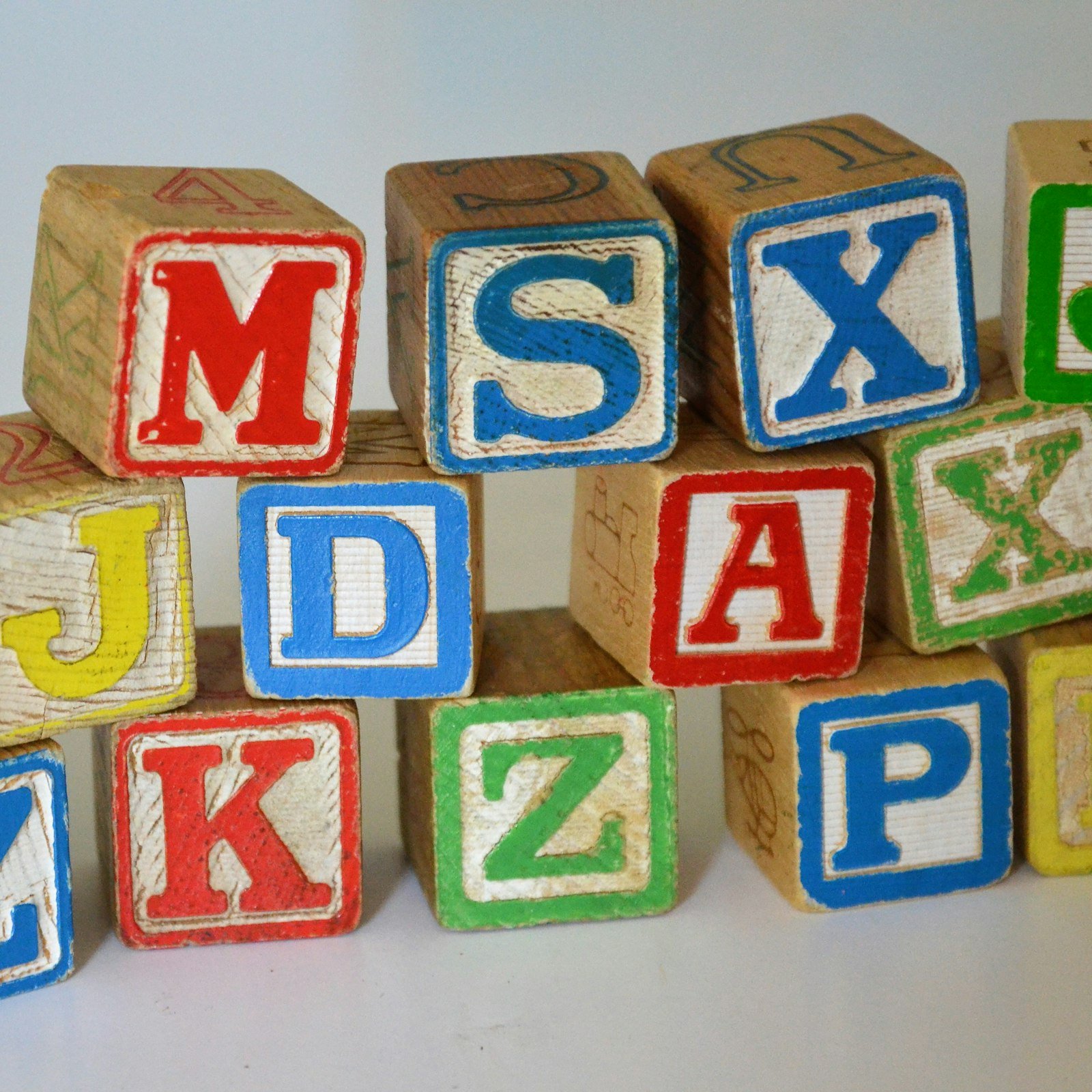 Wooden alphabet blocks