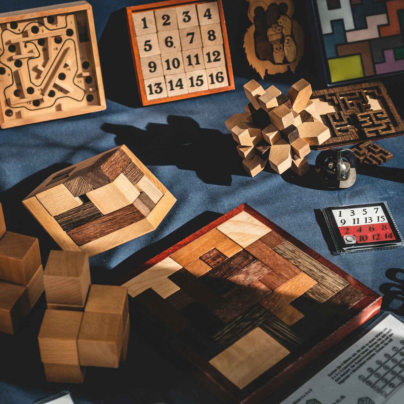 Assorted wooden puzzles