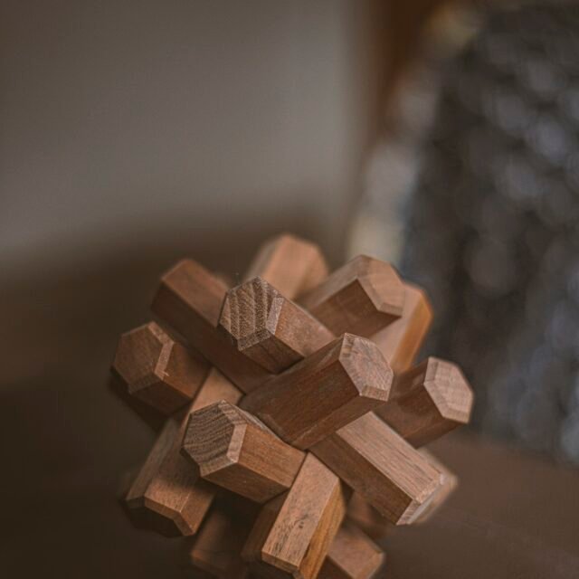 Wooden interlocking brain teaser puzzle
